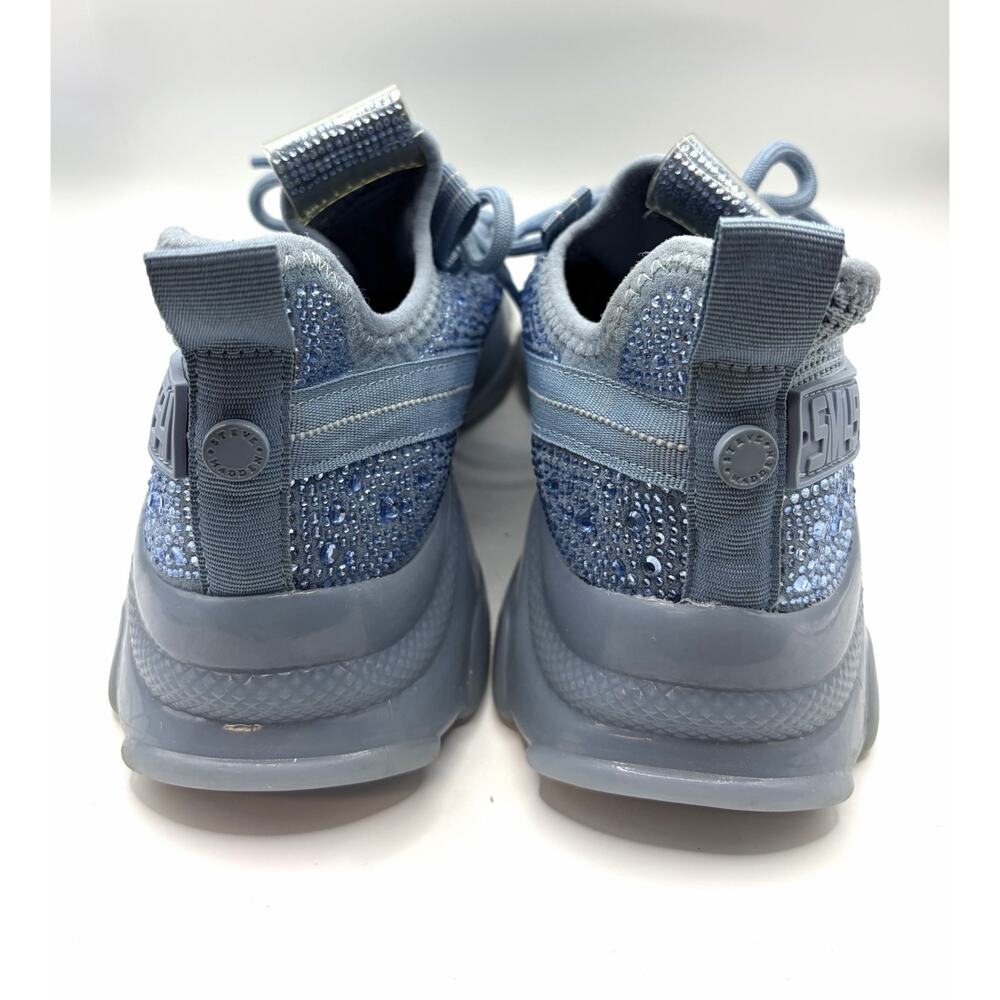 Steve Madden Maxima Blue Rhinestone Knit Sneakers Women’s 8.5 Chunky Trainer - Picture 8 of 11